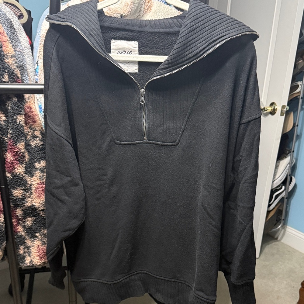 Aerie Black Half-Zip Sweatshirt